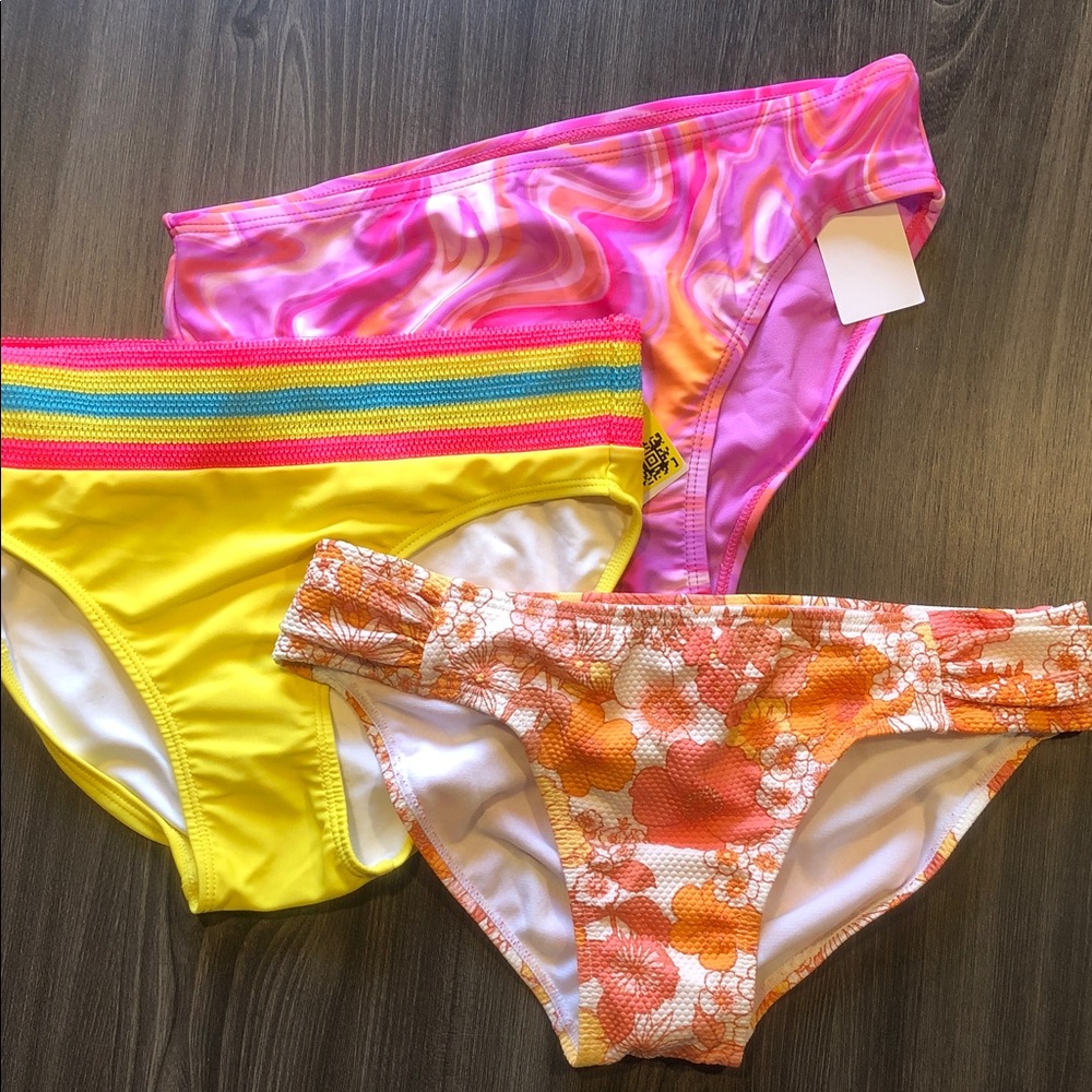 Nordstrom 3-Pack Bikini Bottoms in Yellow, Pink & Orange Prints